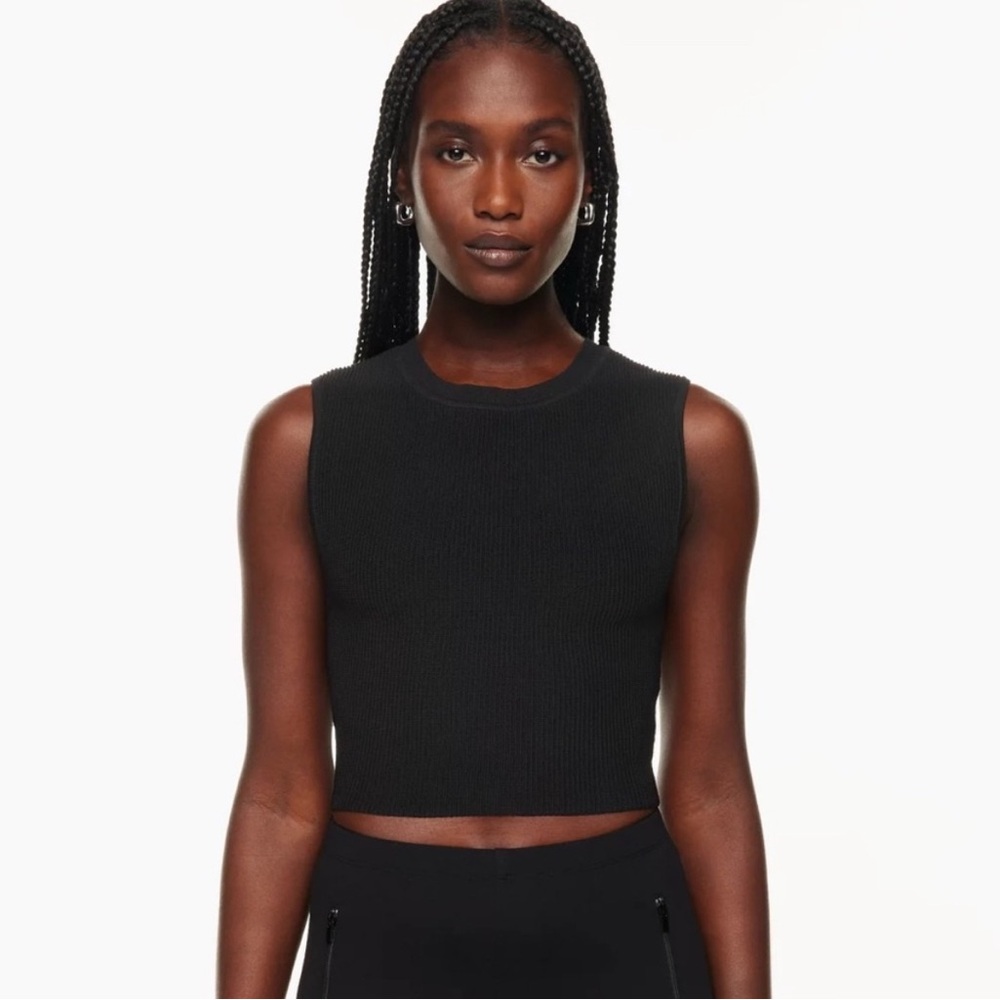 Aritzia Babaton Sleeveless Black Ribbed Crop Top - Women's